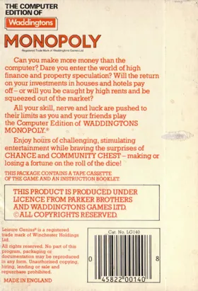 Monopoly (F) (1986) box cover back